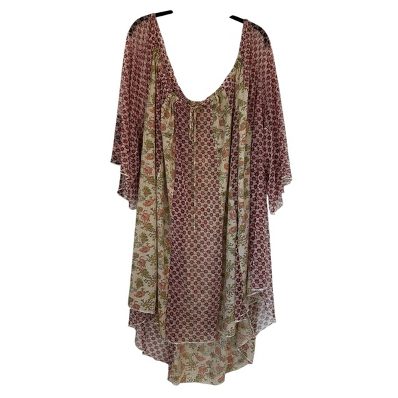 Free People Because I love You Tunic Sheer Floral Boho Oversize Size Large - Picture 2 of 10